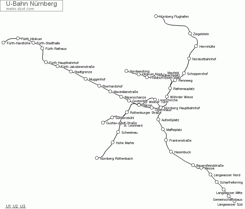 U-Bahn Nürnberg - map of lines