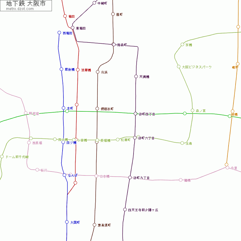 地下鉄 大阪市 - map of lines