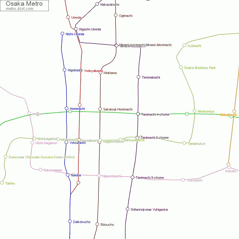 Metro Osaka - map of lines