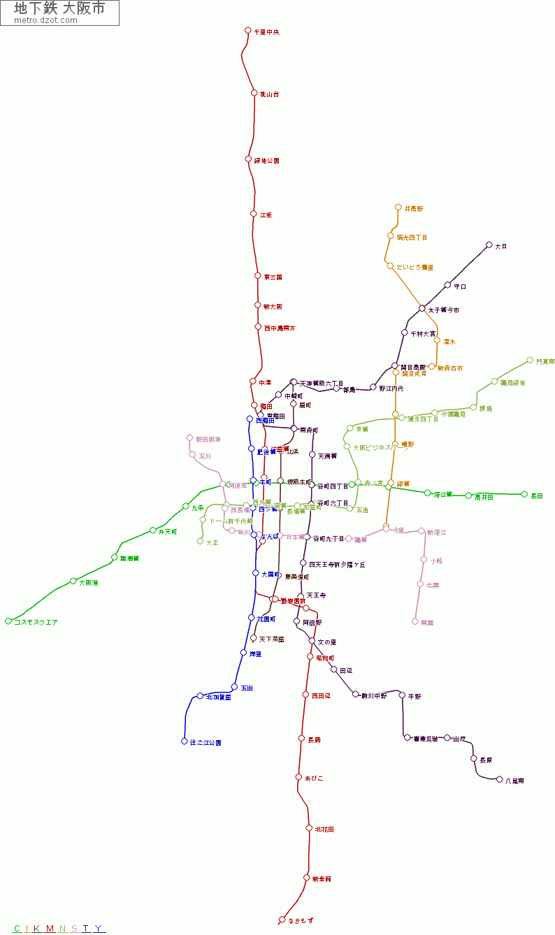 地下鉄 大阪市 - map of lines