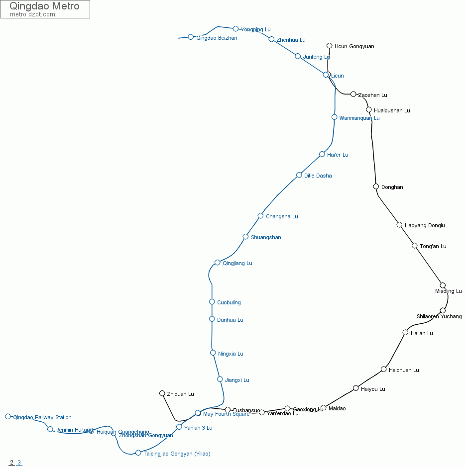 Metro Qingdao - map of lines