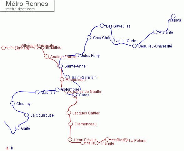 Métro Rennes - map of lines