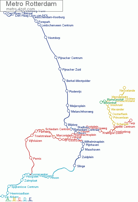 Metro Rotterdam - map of lines