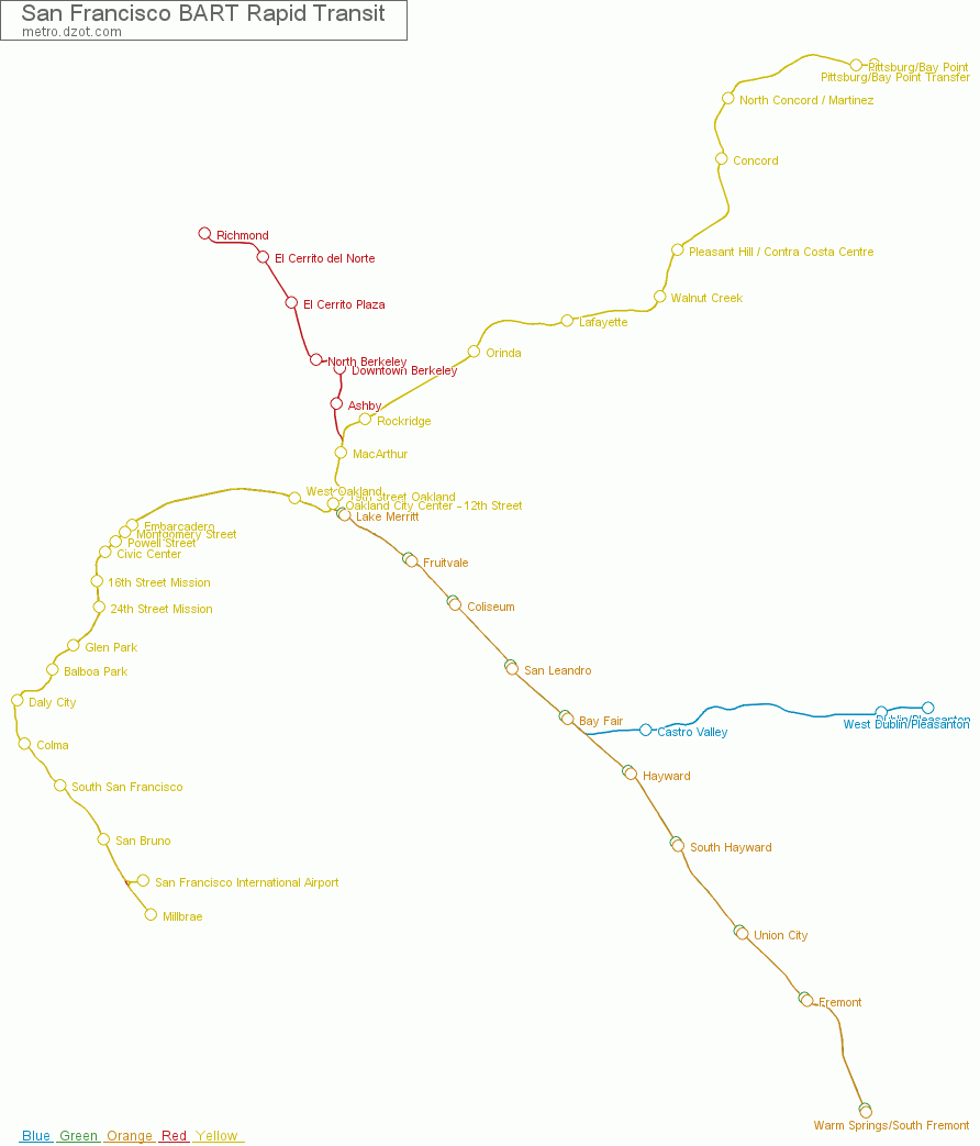 BART Rapid Transit San Francisco - map of lines