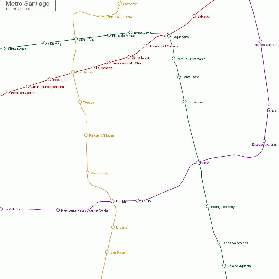 Metro Santiago - map of lines