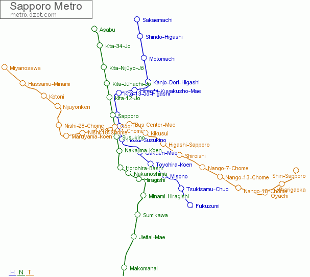 Metro Sapporo - map of lines