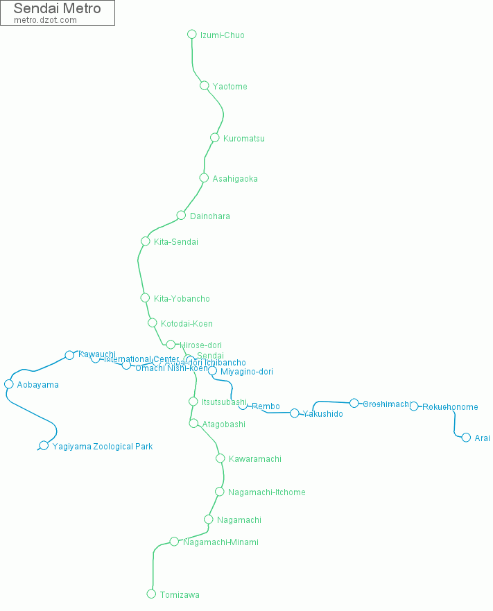 Metro Sendai - map of lines