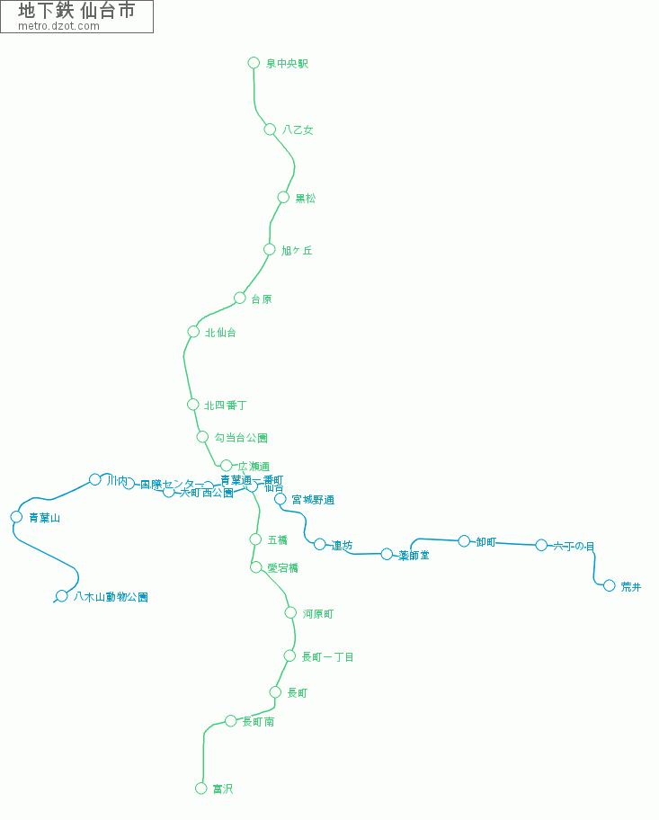 地下鉄 仙台市 - map of lines