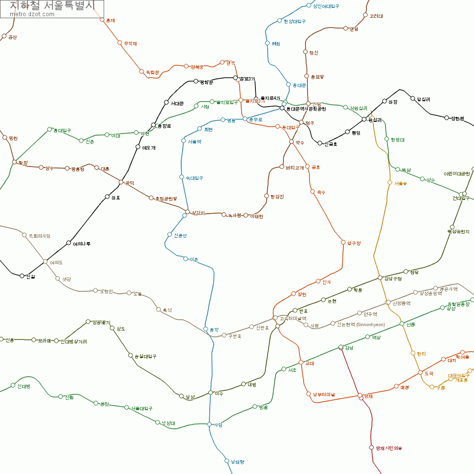 지하철 서울특별시 - map of lines