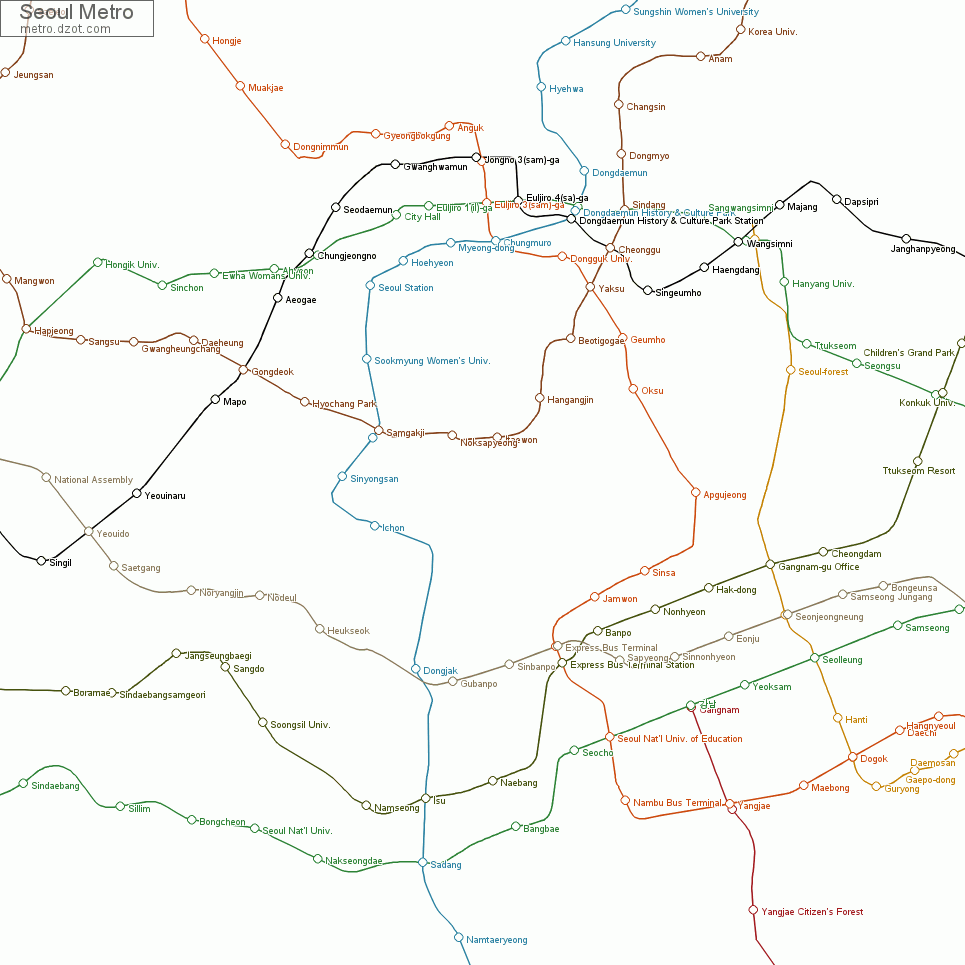 Metro Seoul - map of lines
