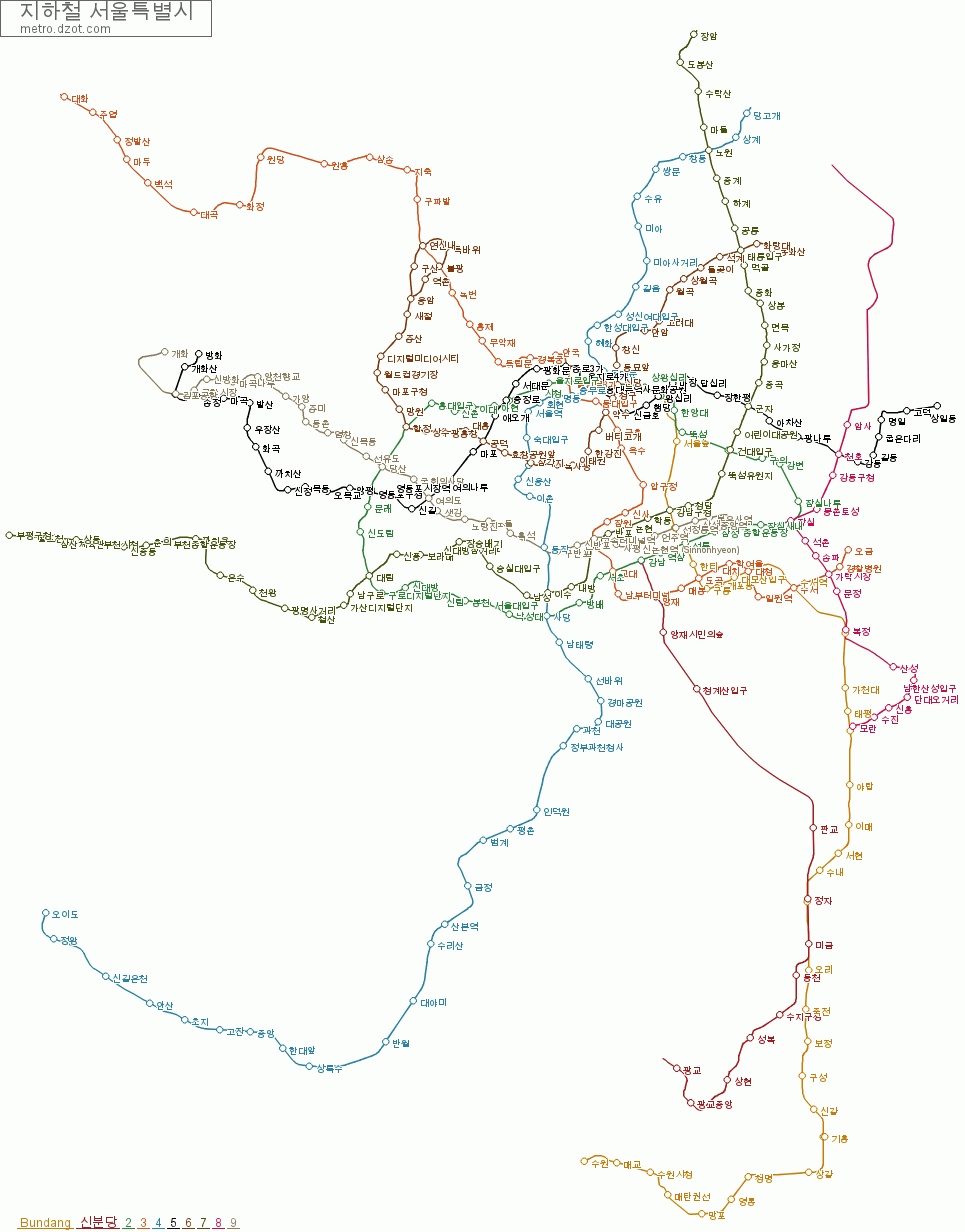 지하철 서울특별시 - map of lines