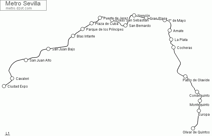 Metro Sevilla - map of lines