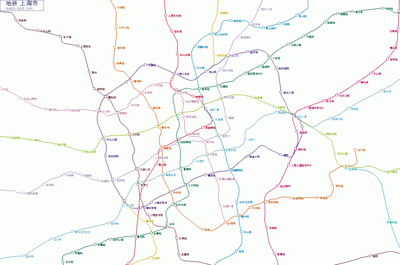 地铁 上海市 - map of lines