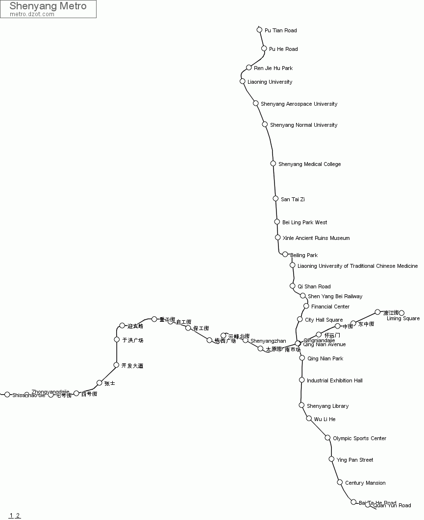 Metro Shenyang - map of lines