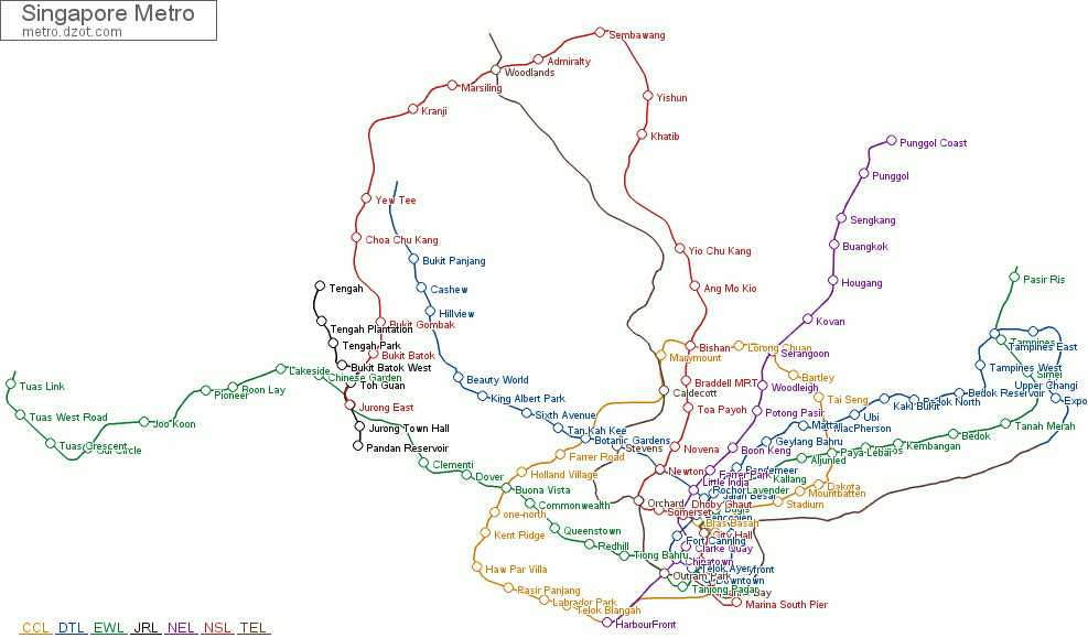 Metro Singapore - map of lines