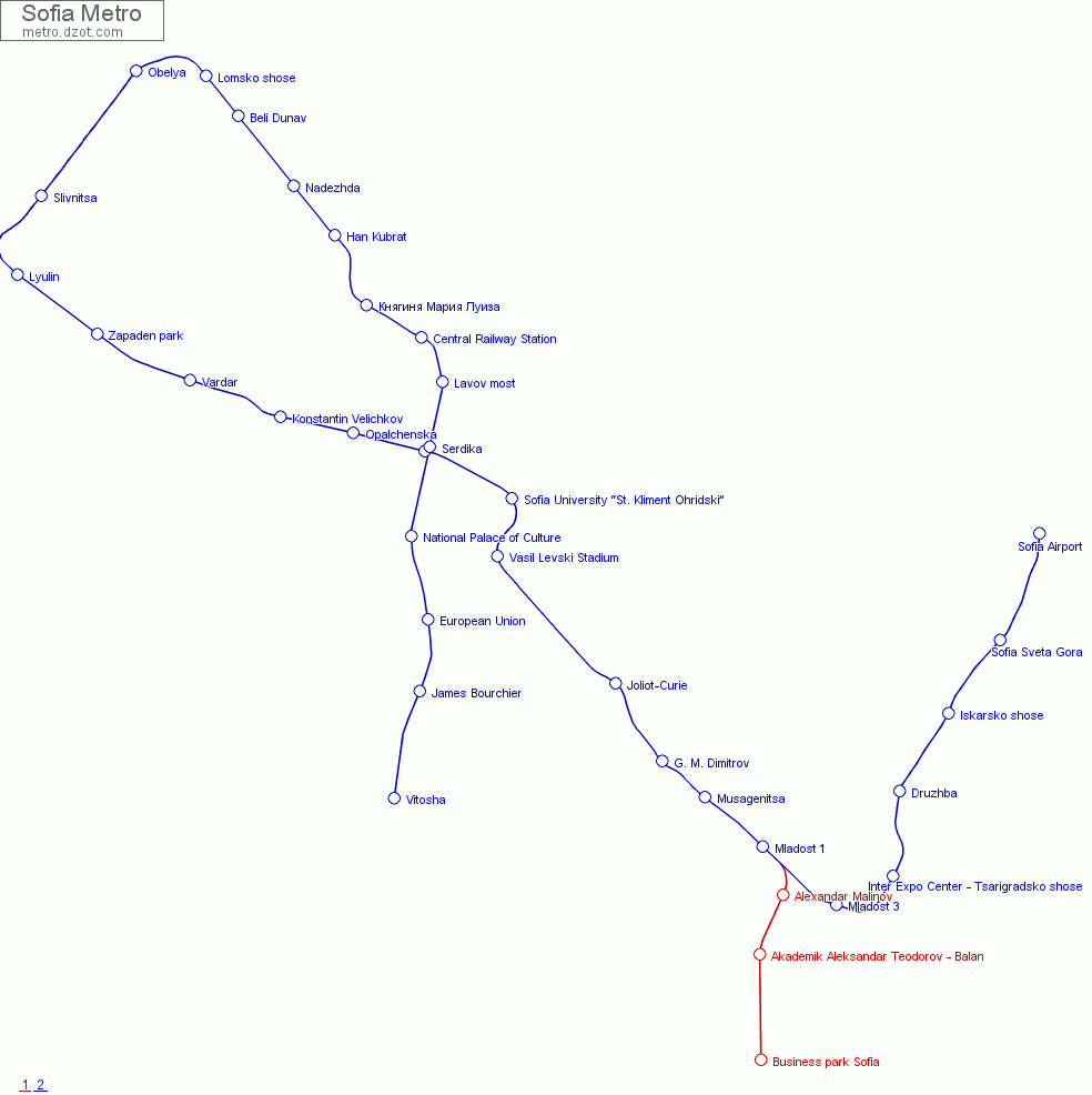 Metro Sofia - map of lines
