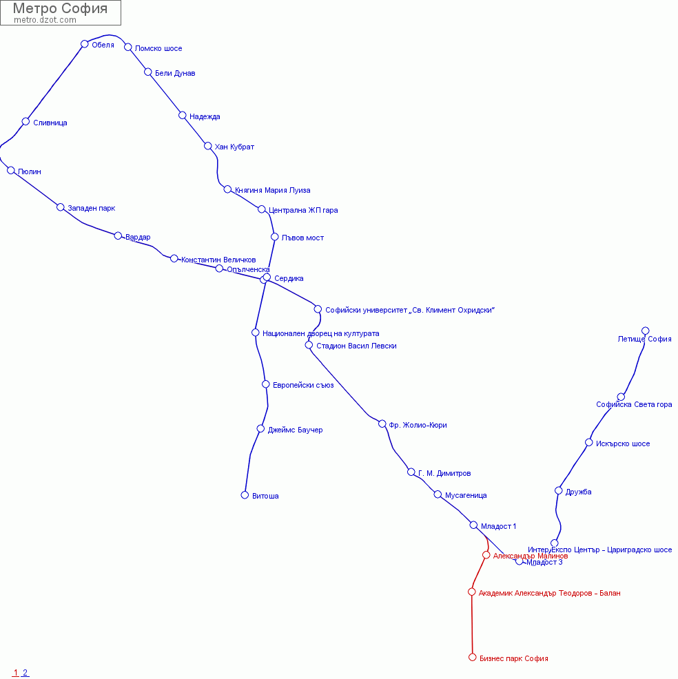 Метро София - map of lines