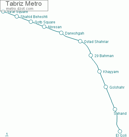 Metro Tabriz - map of lines