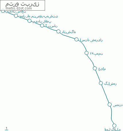 مترو تبریز - map of lines