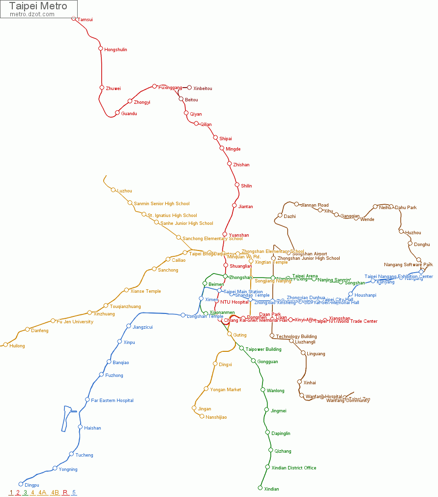Metro Taipei - map of lines