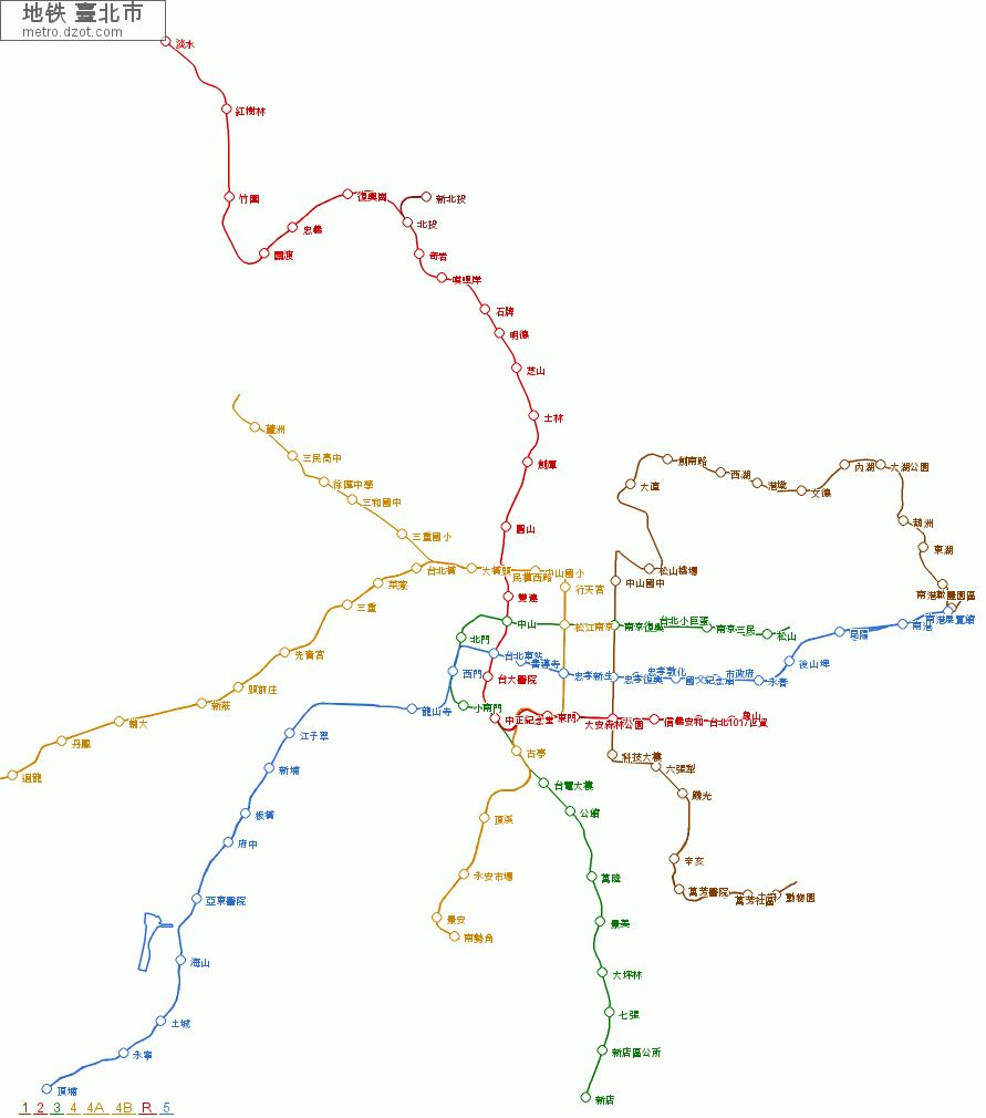 地铁 臺北市 - map of lines