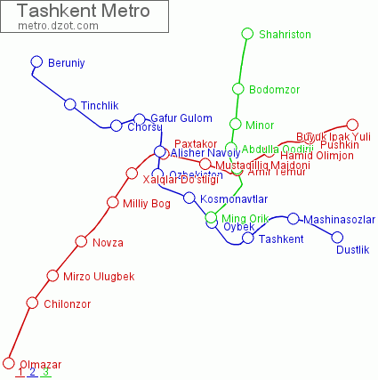 Metro Tashkent - map of lines