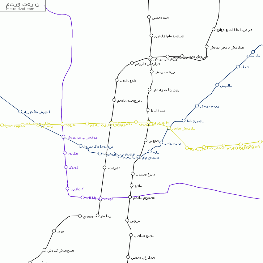 مترو تهران - map of lines