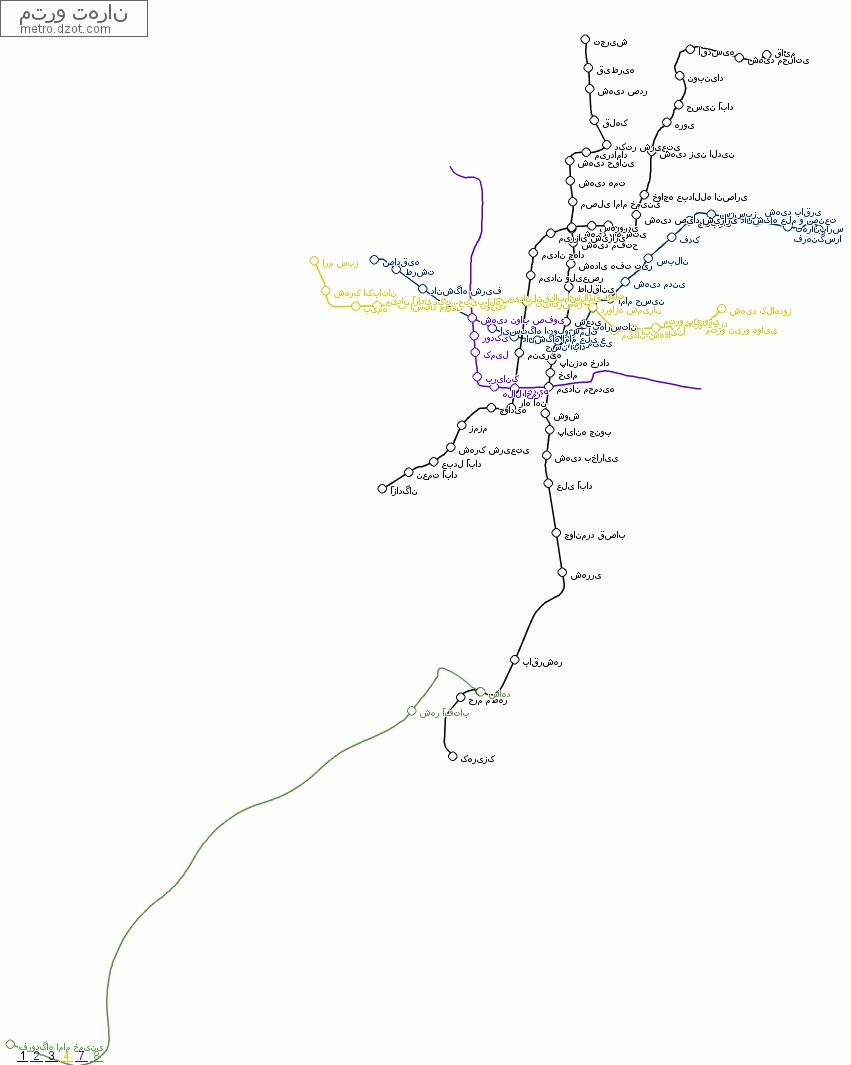 مترو تهران - map of lines