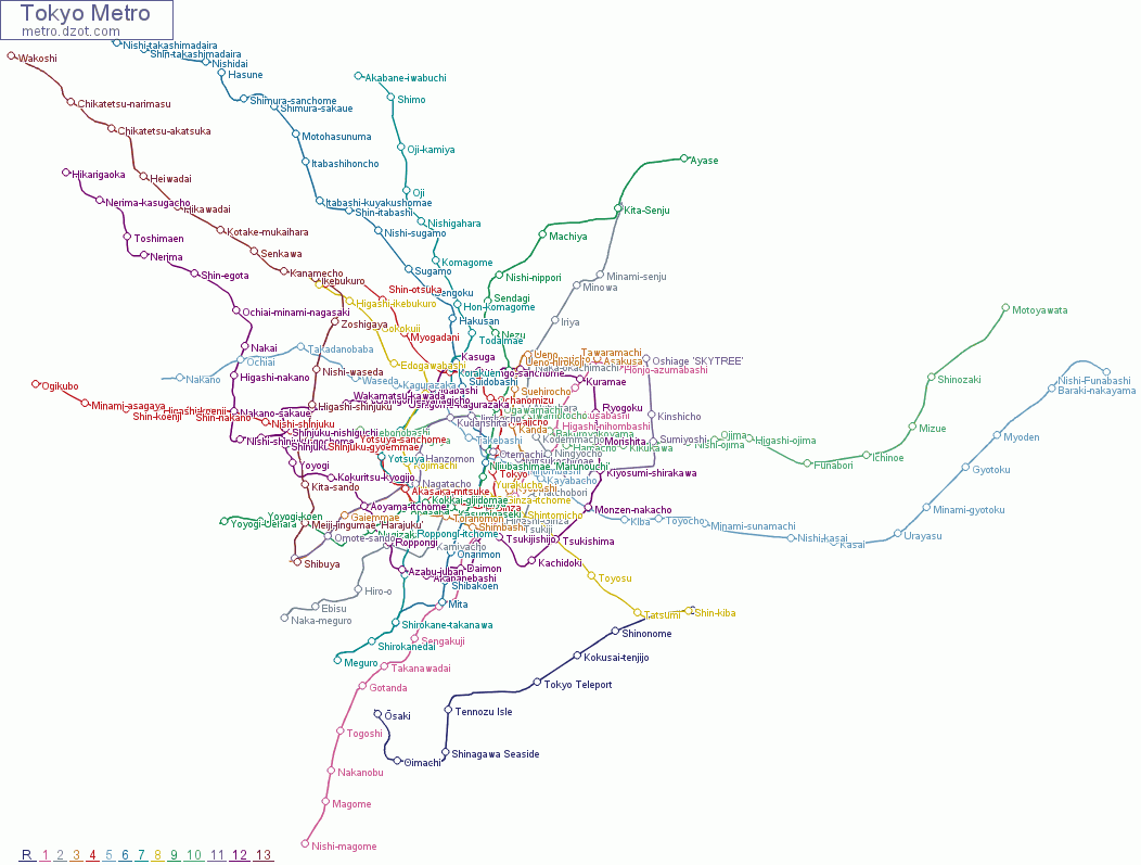 Metro Tokyo - map of lines