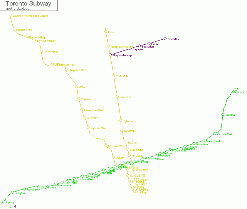 Subway Toronto - map of lines