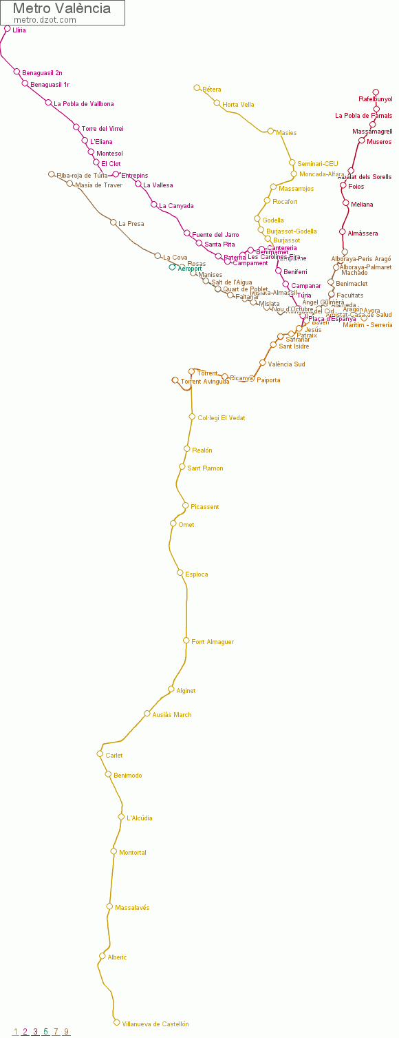 Metro València - map of lines