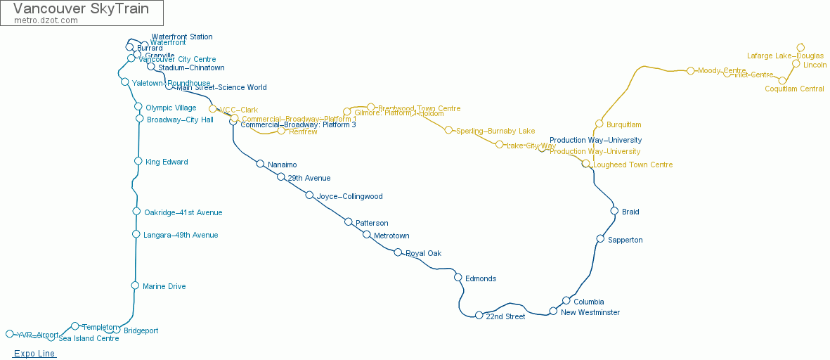 SkyTrain Vancouver - map of lines