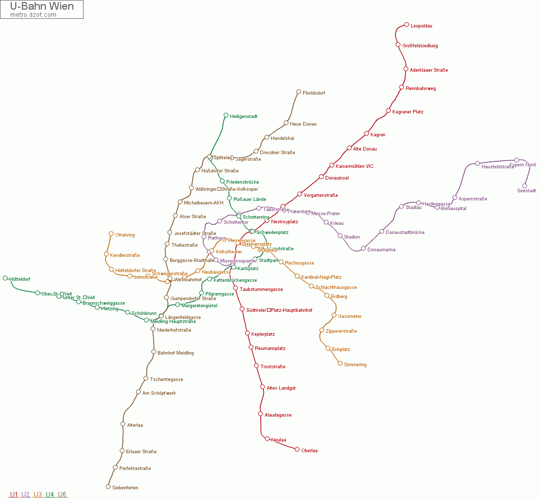 U-Bahn Wien - map of lines