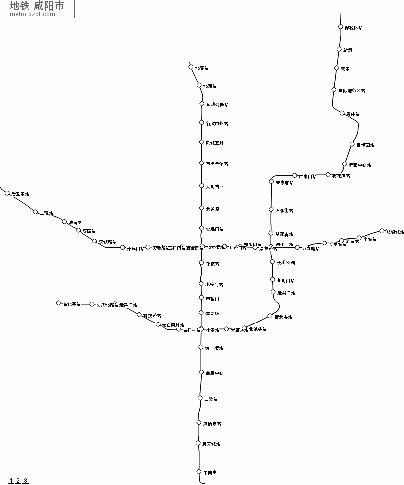 地铁 咸阳市 - map of lines