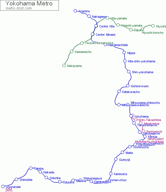 Metro Yokohama - map of lines